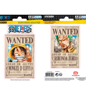 ONE PIECE - Stickers - 16x11cm/ 2 sheets - Wanted Luffy/ Zoro  X5