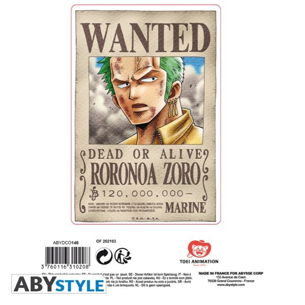 ONE PIECE - Stickers - 16x11cm/ 2 sheets - Wanted Luffy/ Zoro
