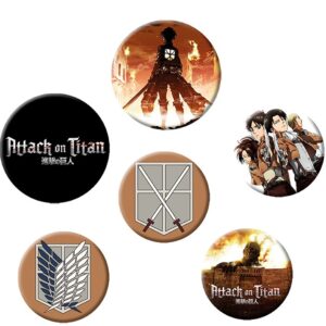 attack on titan badge pack characters x4